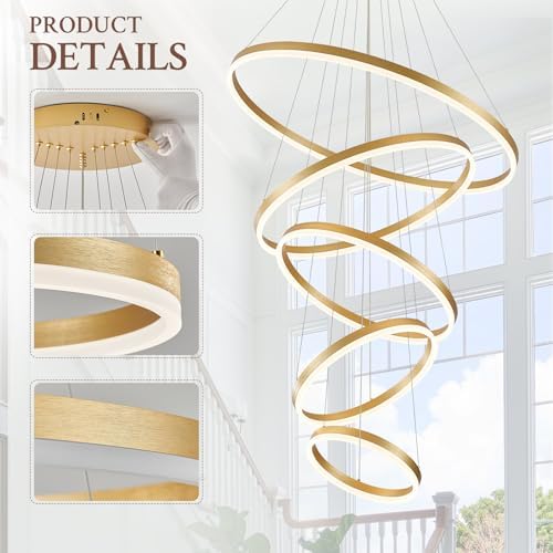 5-Rings Dimmable LED Chandelier with Remote Control