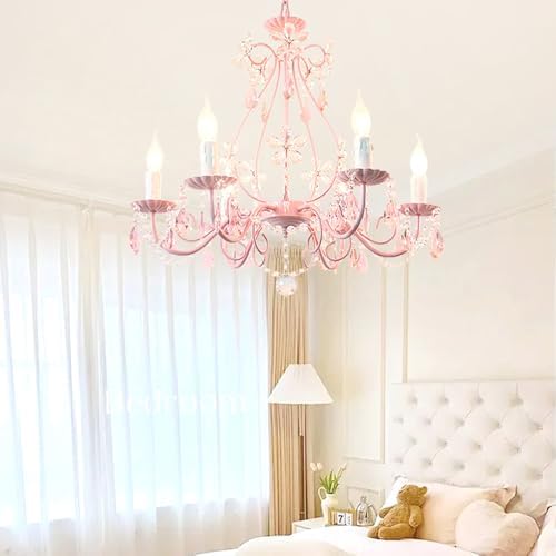 Pink Chandelier for Girls Room Kids Bedroom Light Fixture