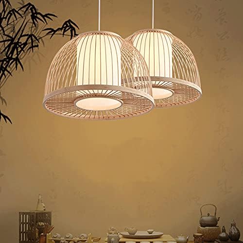 Semi-Circular Bamboo Rattan Chandelier Pendant Light 35cm Adjustable