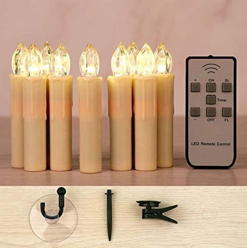 OWLBAY Set of 10 Ivory Flameless Window Candles with Remote Timer