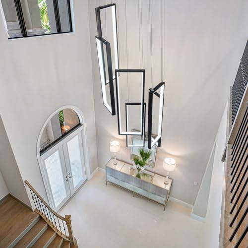 CHYING 6-Light Black LED Chandelier for High Ceilings
