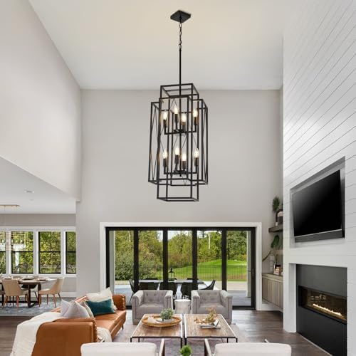 315 Inch Black Farmhouse Chandelier with 8 Lights