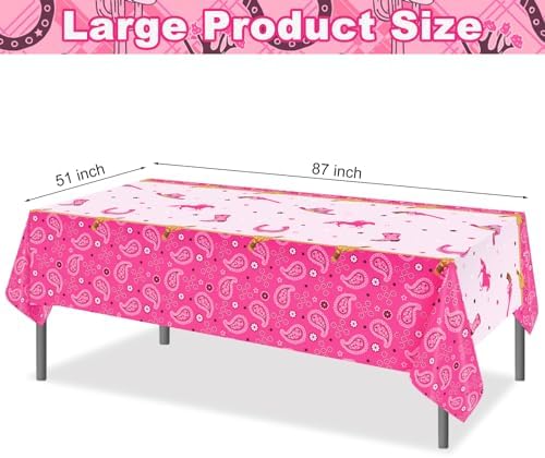 3 Pack Western Cowgirl Plastic Tablecloths for Birthday Parties