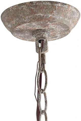 LNC French Country 6 Light Wood Chandelier with Rust Arms