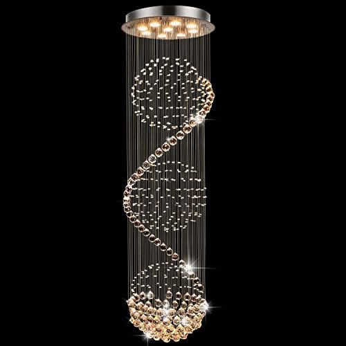 Modern Spiral Sphere Crystal Chandelier for High Ceilings 20 x 71
