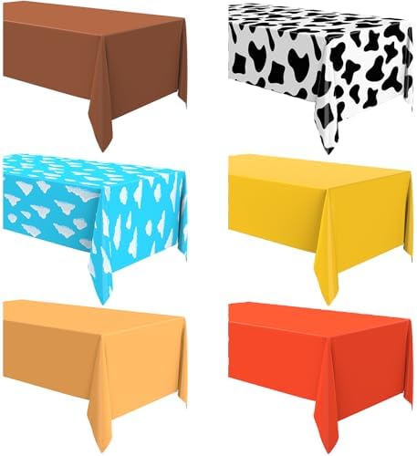 6 Pcs Plastic Rectangular Table Cover Set for Kids Birthday Party