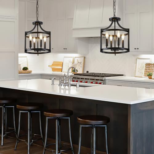 Black Modern Farmhouse Chandelier Dining Room Light