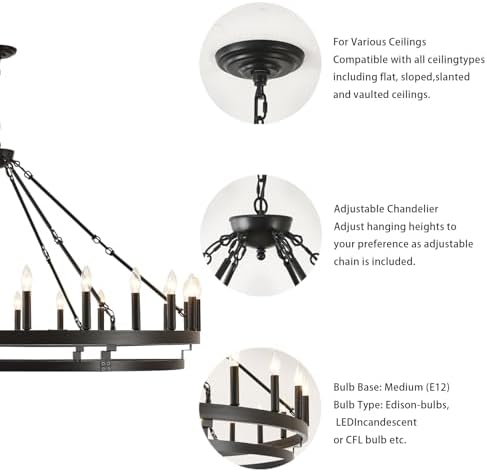 53 Inch Wagon Wheel Chandelier 24 Light Farmhouse