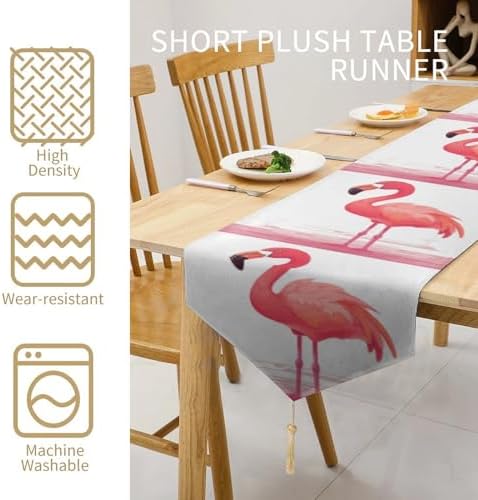 Cartoon Flamingo Table Runner Reusable Plush 178x33cm