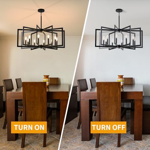 Black Chandelier Dining Room 10 Light Modern Industrial Metal