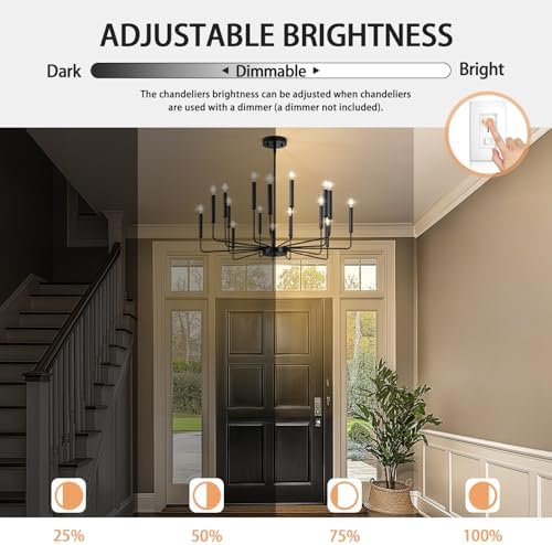 Qamra 16-light Black Chandelier for Dining Room