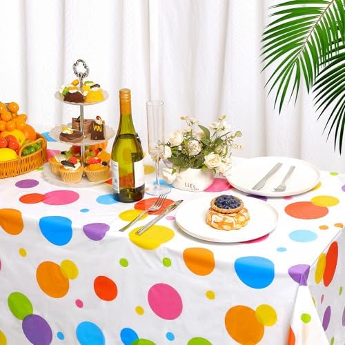 Oudain 108 x 54 Inch Polka Dot Plastic Tablecloth