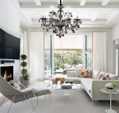 Modern Crystal Chandelier 12 Light Smoky Gray Luxury Ceiling Light