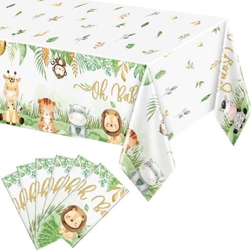 6 Pcs Safari Baby Shower Tablecloths Jungle Animals Decorations