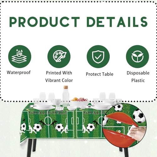 3Pcs Soccer Themed Tablecloth Set for Parties