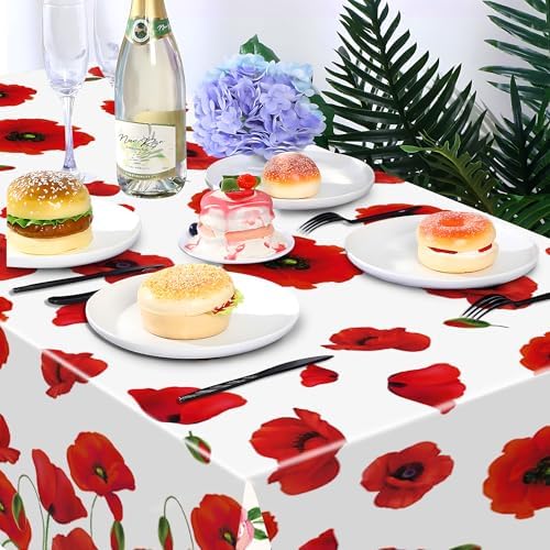 2-Pack Red Poppy Party Tablecloths 54x87 Inch