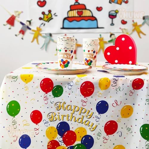 VHUWE 2 Pcs Birthday Tablecloth 54x108 Inch