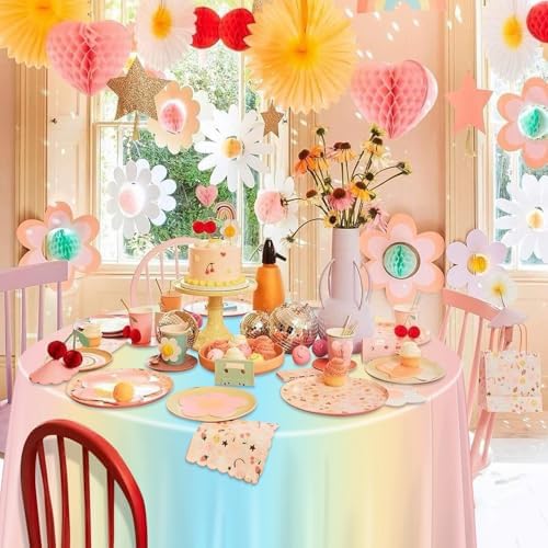Rainbow Tablecloth 3 Pack 84in Round Party Use
