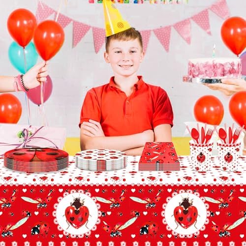 Ladybugs Party Tablecloths for Kids Birthday and Baby Shower