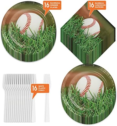 Baseball Party Supplies Dinner Plates Napkins Forks Set