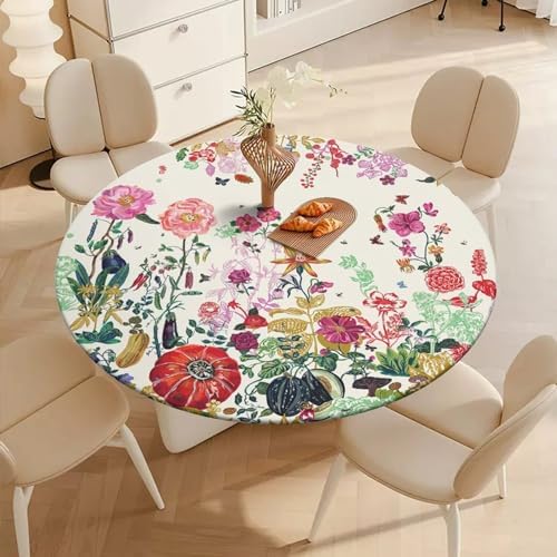 Outdoor Round Fitted Tablecloth with Elastic Edge 1