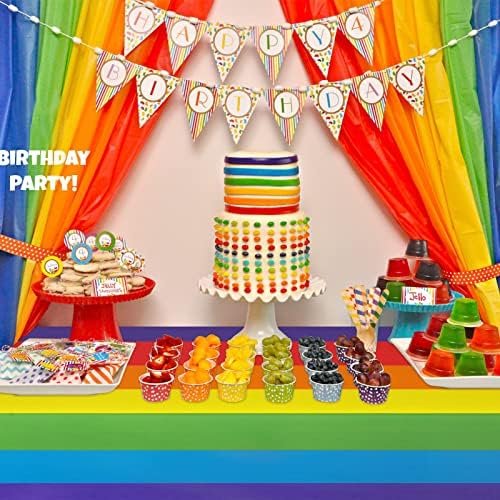 PHOGARY Rainbow Table Covers 3 Pack for Party Decor