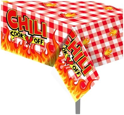 Chili Cook Off Party Tablecloths 2 Pcs 54x87In Red Hot Chili Peppers Design