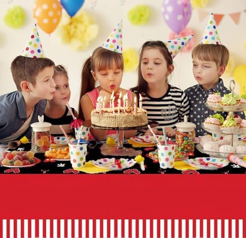 3pcs Cartoon Mouse Party Tablecloths Black Red 86x52in