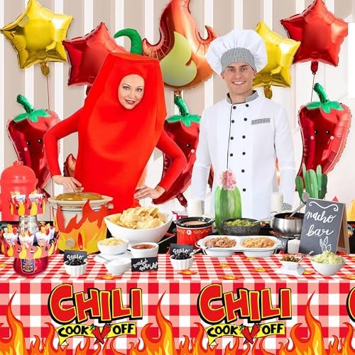 Chili Cook Off Party Tablecloths 2 Pcs 54x87In Red Hot Chili Peppers Design