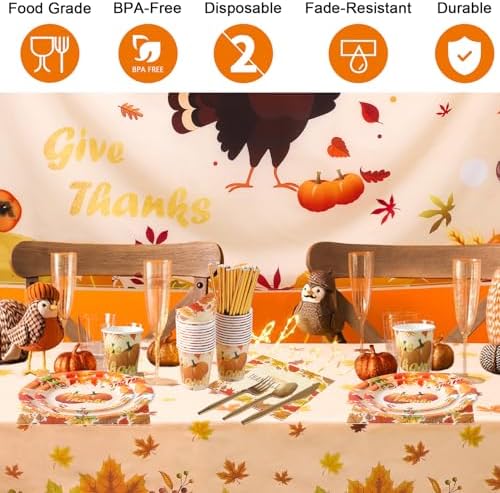 219PCS Thanksgiving Party Supplies Decorations Set for 24 Guests