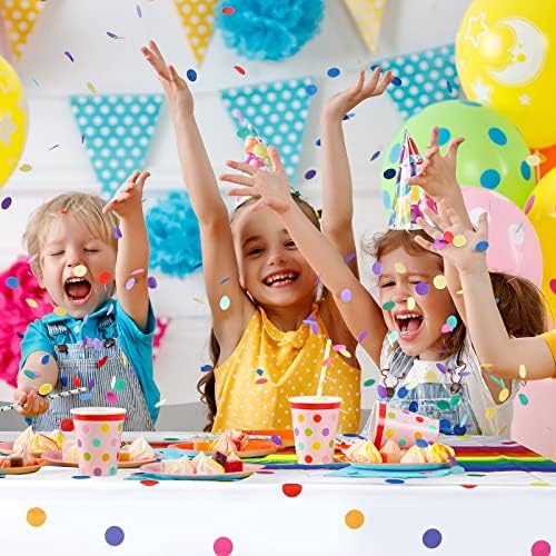 Irenare Rainbow Polka Dot Plastic Tablecloths 3 Pack