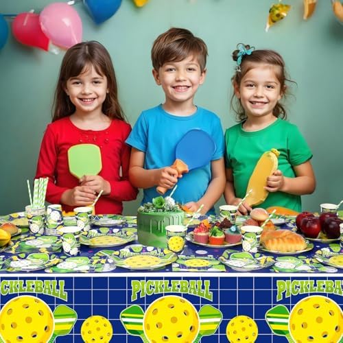 Lilwemen 3 Piece Pickleball Tablecloth Decorations 51x865in