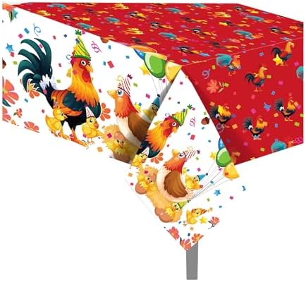 Lide Road Rooster Party Tablecloth 2 Pcs 54x87 Inch