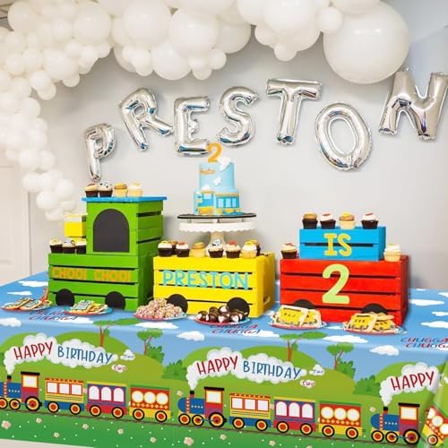 4 Pcs Train Theme Tablecloths for Birthday Parties
