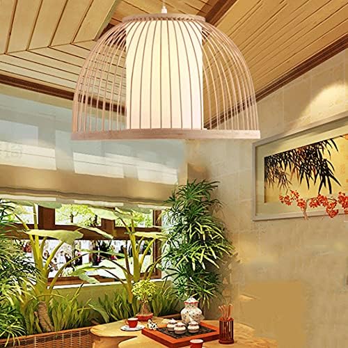 Semi-Circular Bamboo Rattan Chandelier Pendant Light 35cm Adjustable