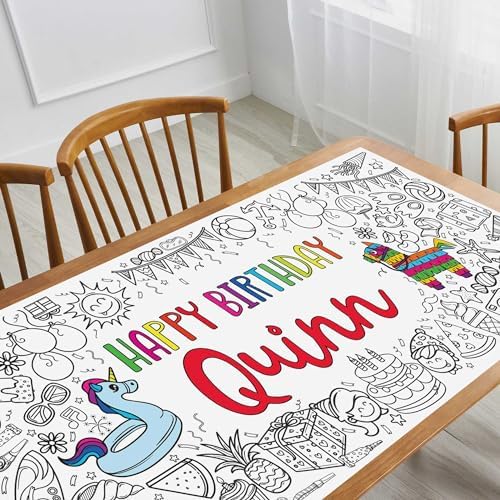 Summer Happy Birthday Coloring Tablecloth for Kids