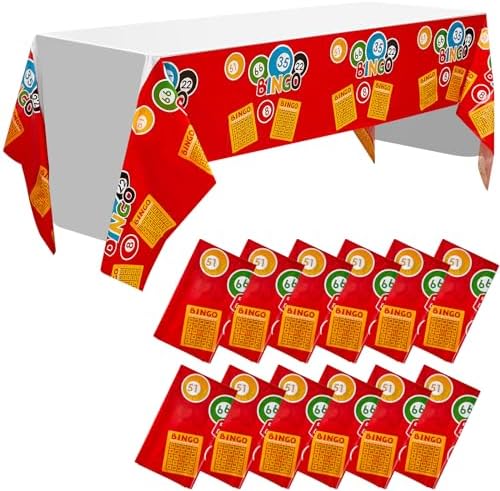 12 Pcs 108 x 54 Inch Bingo Table Covers for Parties