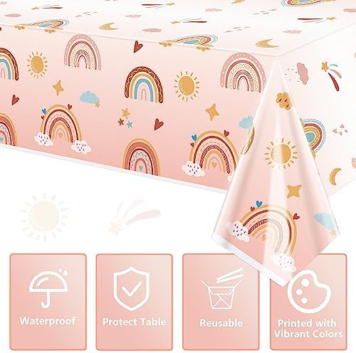 4 Pack Rainbow Boho Tablecloths 51x87 Party Decor