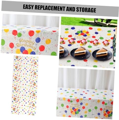 Garneck 2pcs Plastic Birthday Tablecloth with Cartoon Balloon Print