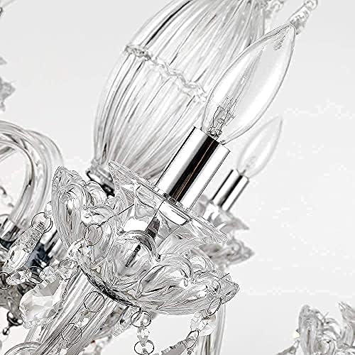 Maxax 12 Light Crystal Chandelier Modern Pendant Light Fixture Hanging Raindrop Adjustable Chrome