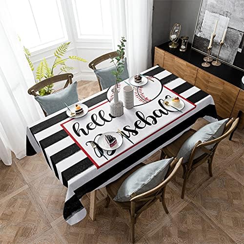 ZOE GARDEN Rectangle Tablecloth Waterproof Stainproof Black Geometric Stripe