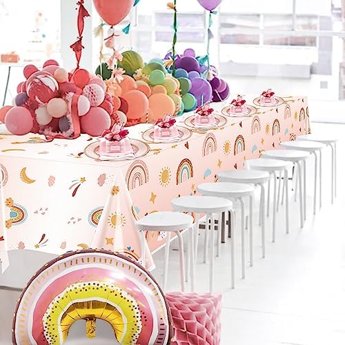4 Pack Rainbow Boho Tablecloths 51x87 Party Decor