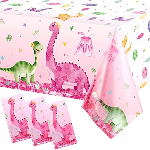 Irenare 3 Piece Pink Dinosaur Tablecloths