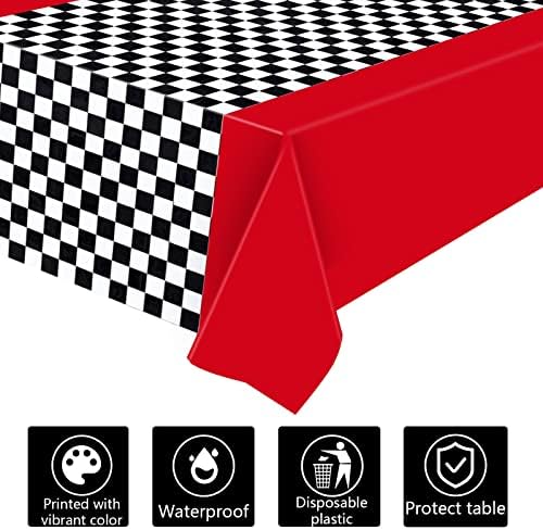 Tallew 2 Pcs Checkered Car Party Supplies Tablecloth Runner