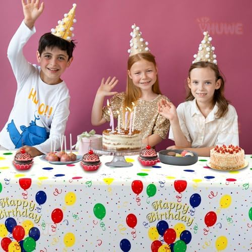 VHUWE 2 Pcs Birthday Tablecloth 54x108 Inch