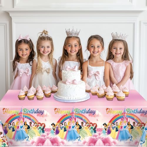 Princess Tablecloth for Birthday Party 70x43 Inches Waterproof Plastic