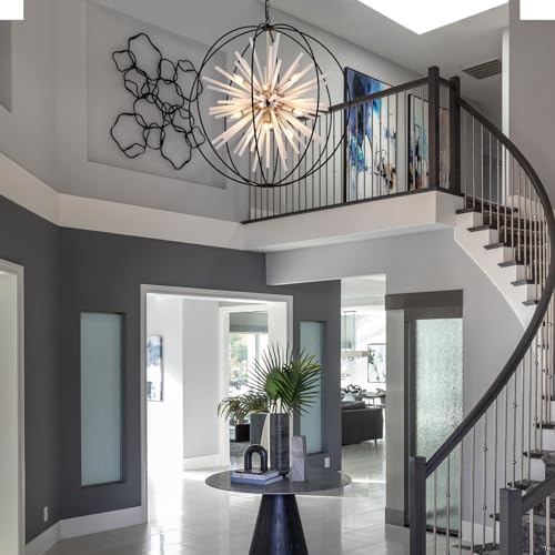 315 Inch Black Gold 16 Light Sputnik Chandelier