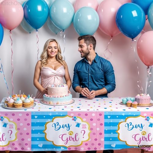KatchOn Gender Reveal Table Cover - 108x54 Inch Pack of 3 1