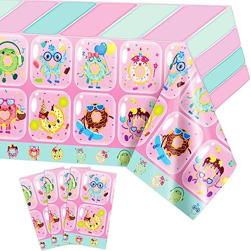 PHOGARY 3-Pack Donut Tablecloths for Kids Parties
