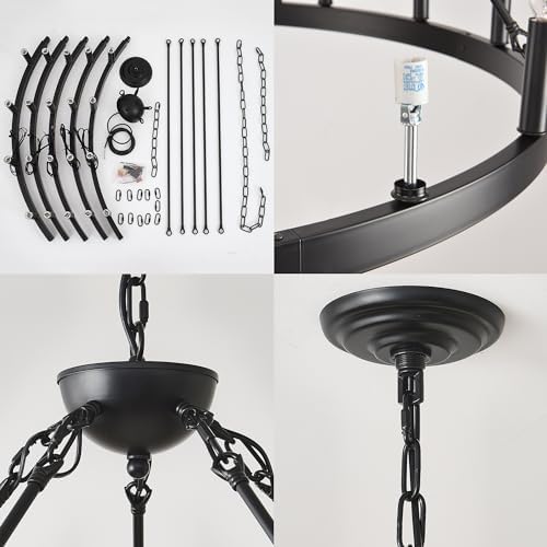53 Inch 30 Light Farmhouse Wagon Wheel Chandelier